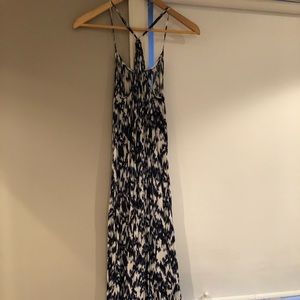 Blue and white print maxi dress